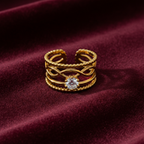 Elegant Anti-Tarnish Layered Infinity Ring with CZ Stone