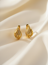 NXGOLD Leaf Design Gold-Toned Hoop Earrings for Women