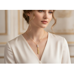 Elegant Crystal Bar & Pearl Drop Pendant Necklace