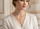 Elegant Crystal Bar & Pearl Drop Pendant Necklace