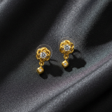 NXGOLD Floral Crystal Drop Gold-Toned Stud Earrings for Women