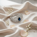 Premium Blue Sapphire Halo CZ Designer Bracelet for Women & Girls