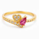 NXGOLD Romantic Heart & Pear Cut Ruby Stone Ring for Women