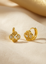 NXGOLD Floral Gold Plated Hoop Earrings for Women & Girls