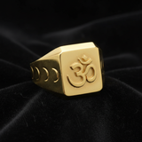 NXGOLD Om Royale Geometric Gold Signet Ring for Men