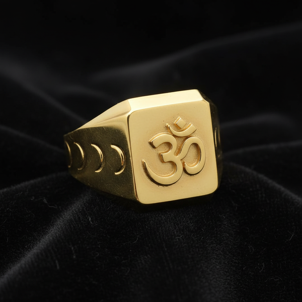 NXGOLD Om Royale Geometric Gold Signet Ring for Men