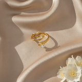 Trendy Snake Style Adjustable Ring with Crystal CZ Stone