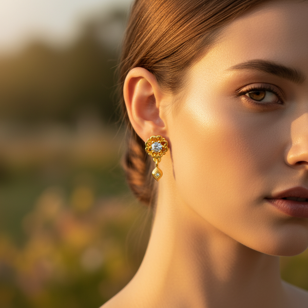 NXGOLD Blossom Spark Crystal Drop Earrings