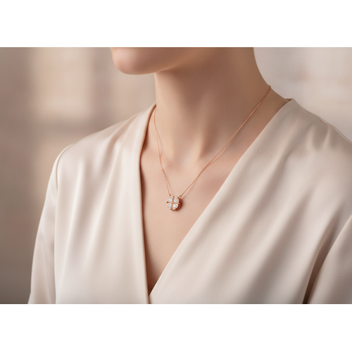 Heart-Shaped Crystal Clover Pendant Necklace