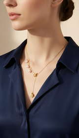 Golden Butterfly Pearl Drop Necklace for Women