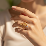Designer Anti-Tarnish Serpent Coil Ring with CZ Stone
