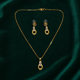 Premium Oval Link Pendant Necklace & Matching Earrings