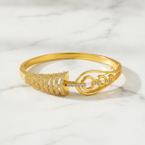 Royal Sparkle Wave Link Open Cuff Bracelet for Women