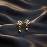 GoldNX Floral Crystal Drop Gold-Toned Stud Earrings for Women
