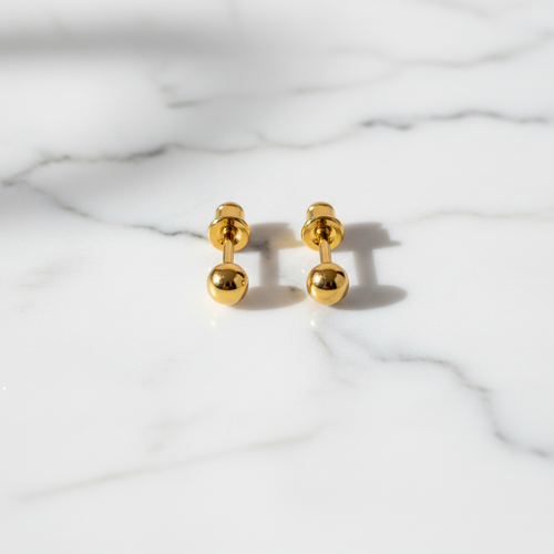 NXGOLD Minimalist Gold-Toned Ball Stud Earrings for Women