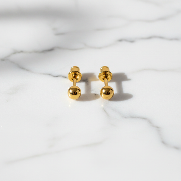 NXGOLD Minimalist Gold-Toned Ball Stud Earrings for Women