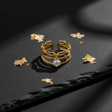 Elegant Anti-Tarnish Chain Link Ring with CZ Stone