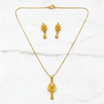 Elegant Traditional Teardrop Pendant Necklace Set with Matching Drop Earrings for Women