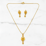 Elegant Traditional Teardrop Pendant Necklace Set with Matching Drop Earrings for Women