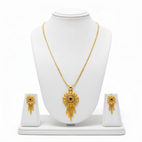 Elegant Traditional Floral Medallion Necklace & Earrings Set for Women