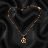 Rose Gold Crystal Sunburst Pendant Necklace for Women