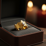 Elegant Adjustable Anti-Tarnish Gold Ring with CZ Stone