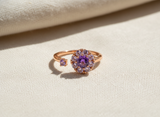 Rose Gold Purple Floral Adjustable Ring for Women