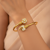 Luxury Bloom CZ Open Cuff Bracelet for Women & Girls