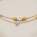 NXGOLD Double Layer Daisy Charm Bracelet for Women