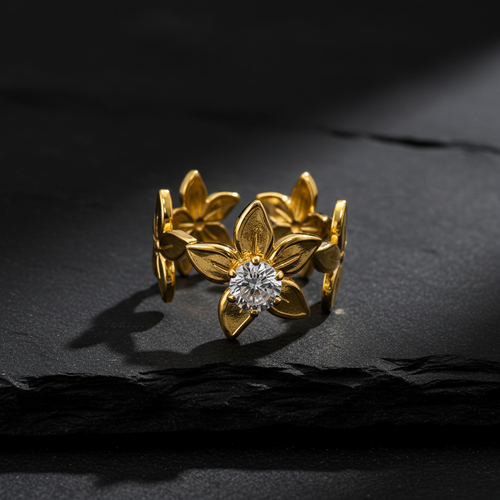 Elegant Anti-Tarnish Floral Blossom Ring with CZ Stone