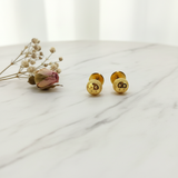 NXGOLD Textured Round Gold-Toned Stud Earrings for Women