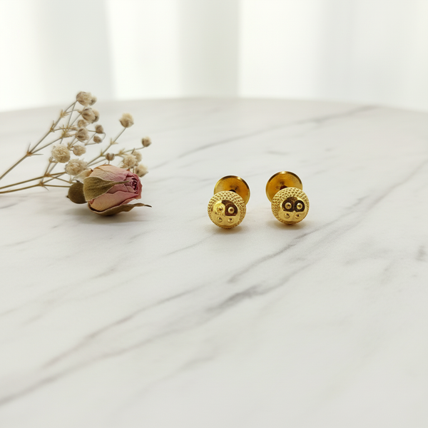 NXGOLD Textured Round Gold-Toned Stud Earrings for Women