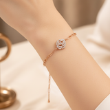 Elegant Rose Bloom CZ Sterling Silver Bracelet for Women