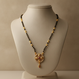 Traditional Black Bead Mangalsutra with Circular Designer Pendant