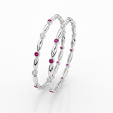 92.5 Silver Premium Bangles with Ruby & Cubic Zirconia
