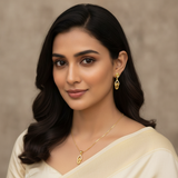 NXGOLD Finish Teardrop Pendant Necklace & Earrings Set for Women
