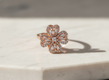 Rose Gold Blossom Crystal Ring for Women