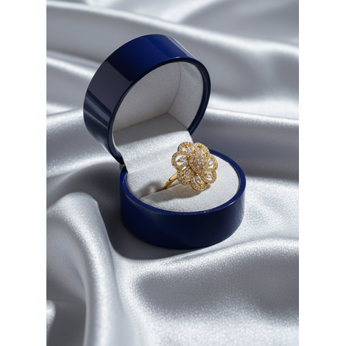 NXGOLD Luxury Floral Halo Diamond Statement Ring for Women
