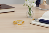 NXGOLD Elegant Infinity Curve Diamond Accent Gold Ring for Women