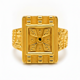 Royal Chakra Heritage Square Gold Statement Ring for Men