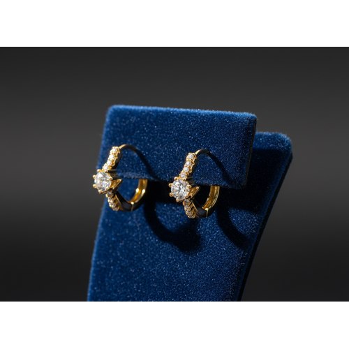 NXGOLD Solitaire Crystal Gold-Toned Huggie Hoop Earrings for Women