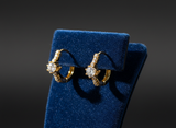 NXGOLD Solitaire Crystal Gold-Toned Huggie Hoop Earrings for Women