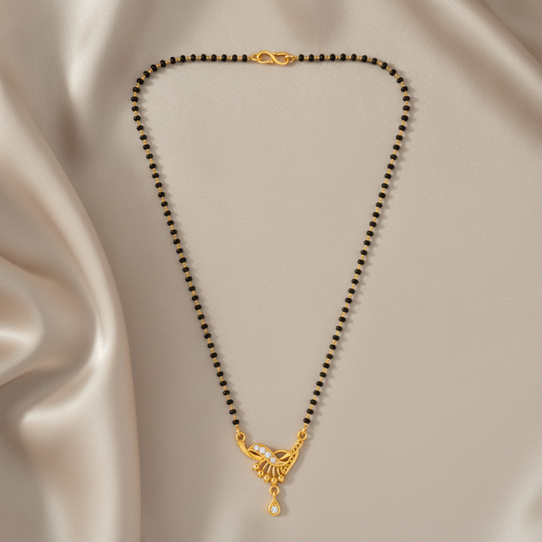 NXGOLD Classic Black Bead Mangalsutra with Designer Pendant