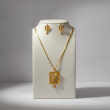 NXGOLD Premium Square Leaf Pendant Necklace & Earrings Set