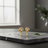 GoldNX Floral Crystal Drop Gold-Toned Stud Earrings for Women