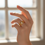Elegant Anti-Tarnish Interlocked Chain Ring with CZ Stone