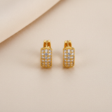 NXGOLD Luxe Pavé Crystal Gold-Toned Huggie Hoop Earrings for Women
