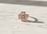 Rose Gold Blossom Crystal Ring for Women