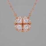 Heart-Shaped Crystal Clover Pendant Necklace