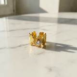 NXGOLD Leaf Adjustable Ring with Solitaire CZ Stone for Women